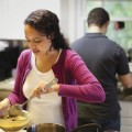 Couple cooking together