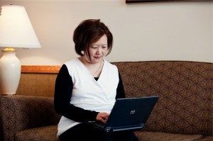 woman using a laptop