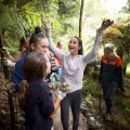 Happy young women in forest