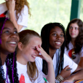 Young women laughing