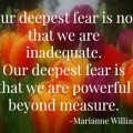 Our deepest fear is not that we are inadequate. Our deepest fear is that we are powerful beyond measure.