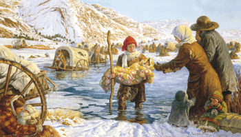 Martin Handcart Company crosses the Sweetwater River