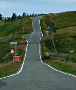 Narrow roads with wide passing spots, on the Isle of Skye, Scotland