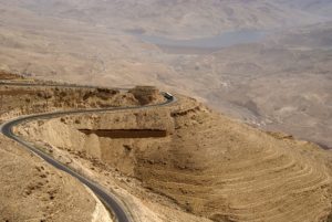 Wide part of the Arnon River Valley. This road is along the ridge, likely where the Israelites walked.