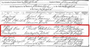Rose O'Neill's Civil Birth Record highlighted.