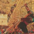 Nephite shooting arrow at Samuel the Lamanite