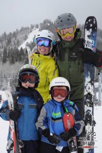 family skiing
