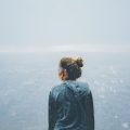 woman nature cliff