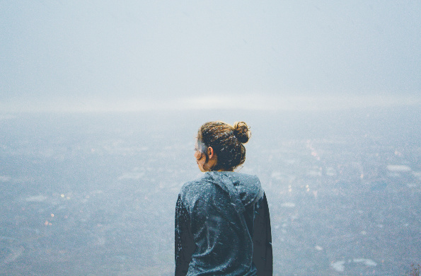 woman nature cliff