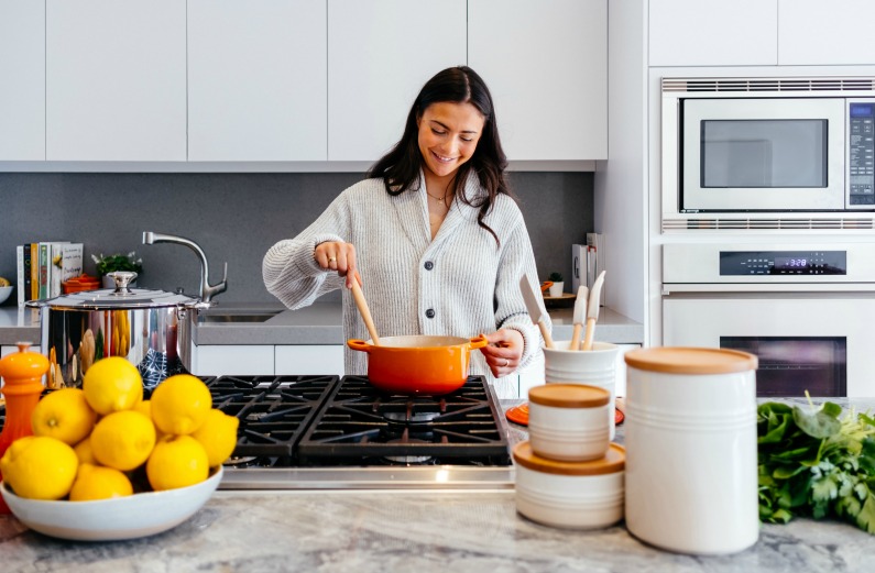 prepared kitchen smiling